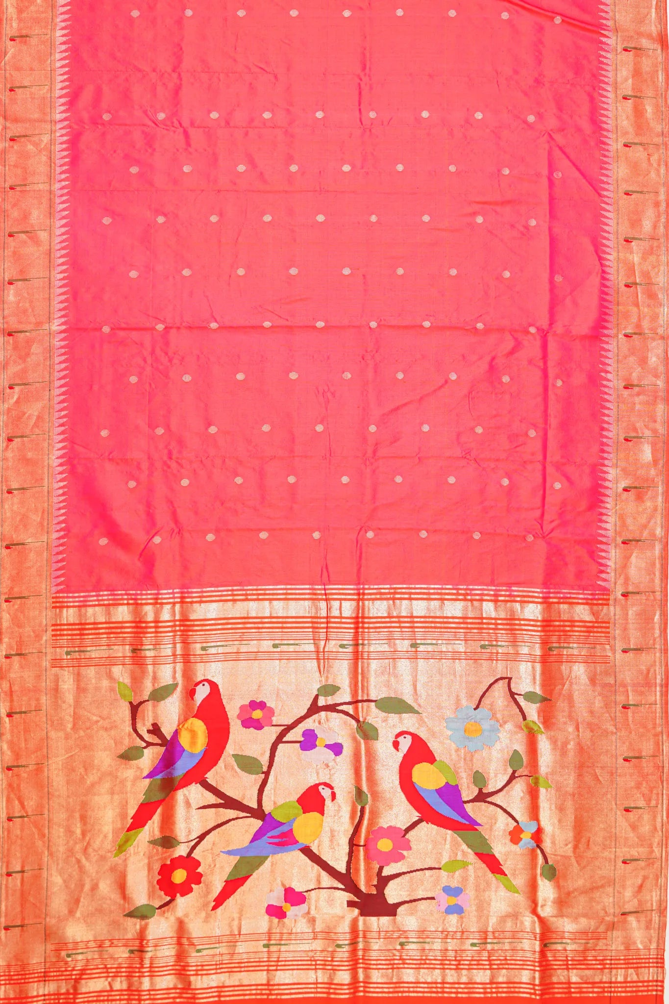paithani-silk-butta-dual-tone-red-and-pink-saree-with-single-muniya-border-1215772062