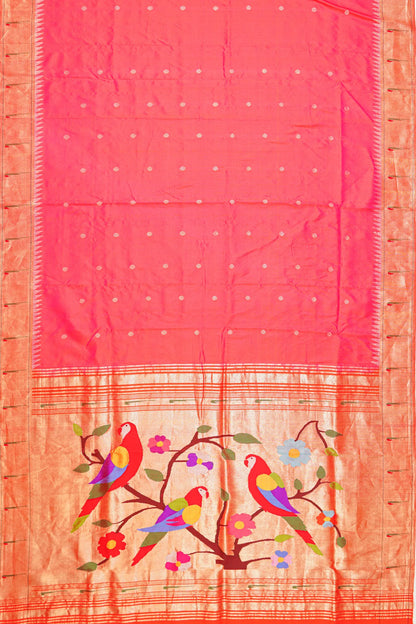paithani-silk-butta-dual-tone-red-and-pink-saree-with-single-muniya-border-1215772062
