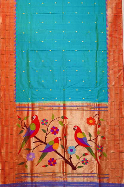 paithani-silk-butta-dual-tone-grean-and-blue-saree-with-triple-muniya-border-1215772065