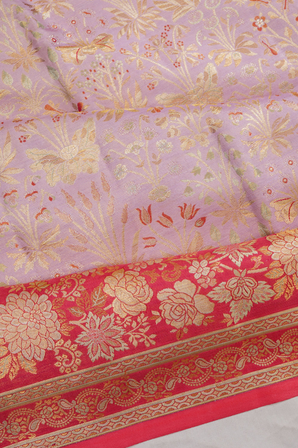 Kanchipuram Silk Tissue Brocade Lavender Saree