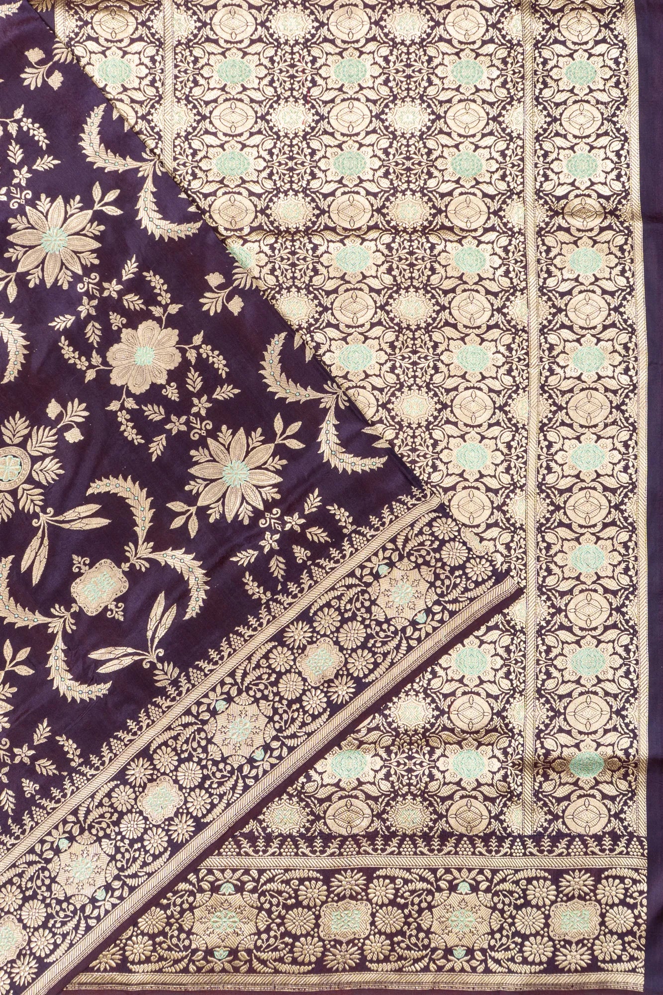 Banarasi Silk Brocade Violet Saree