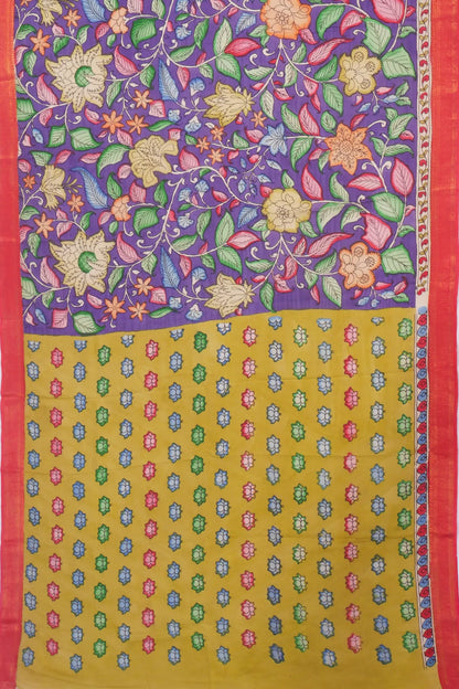 Kankatala Soft Silk Kalamkari Handpainted Violet Saree g2