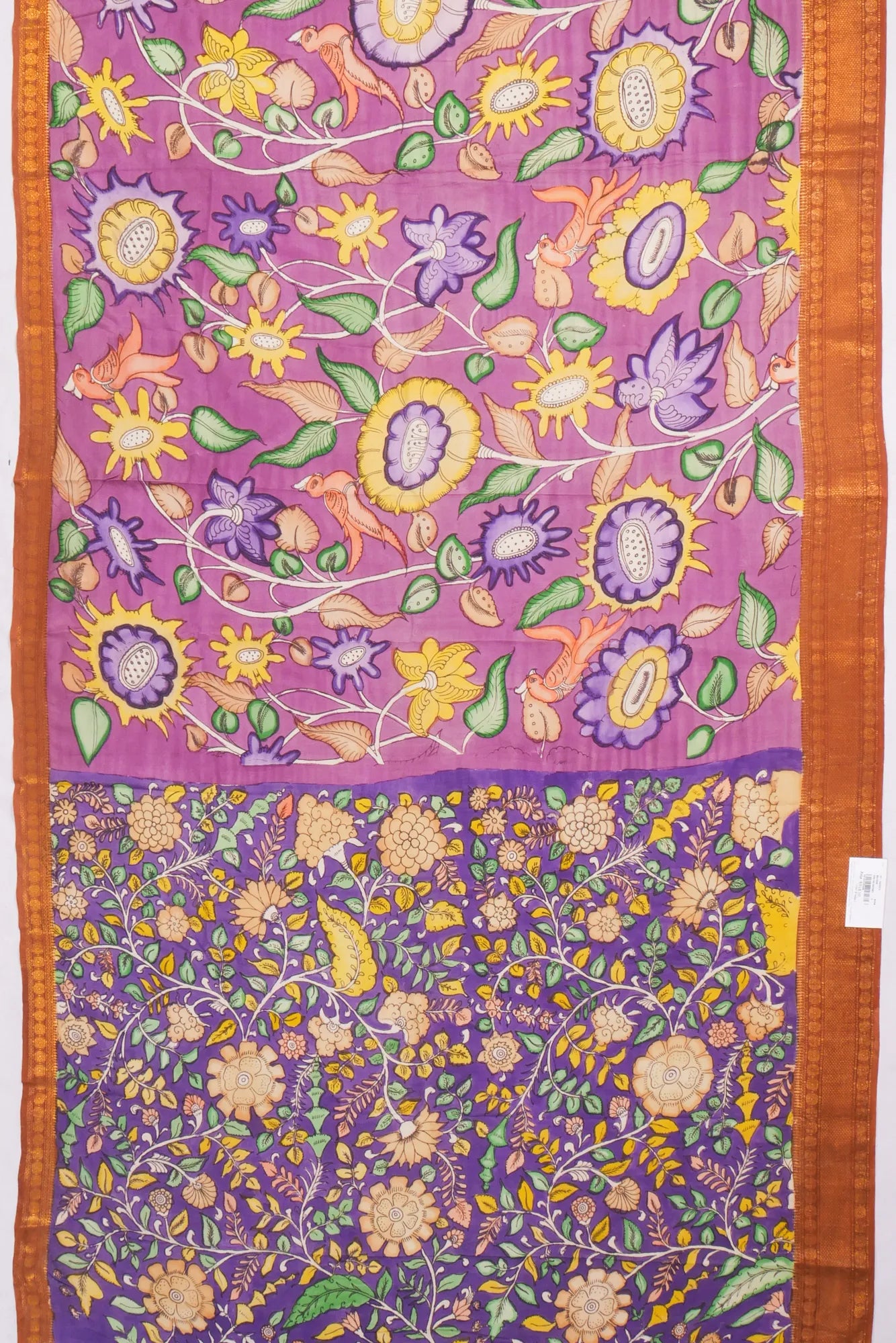 Kankatala Soft Silk Kalamkari Handpainted Violet Saree g2