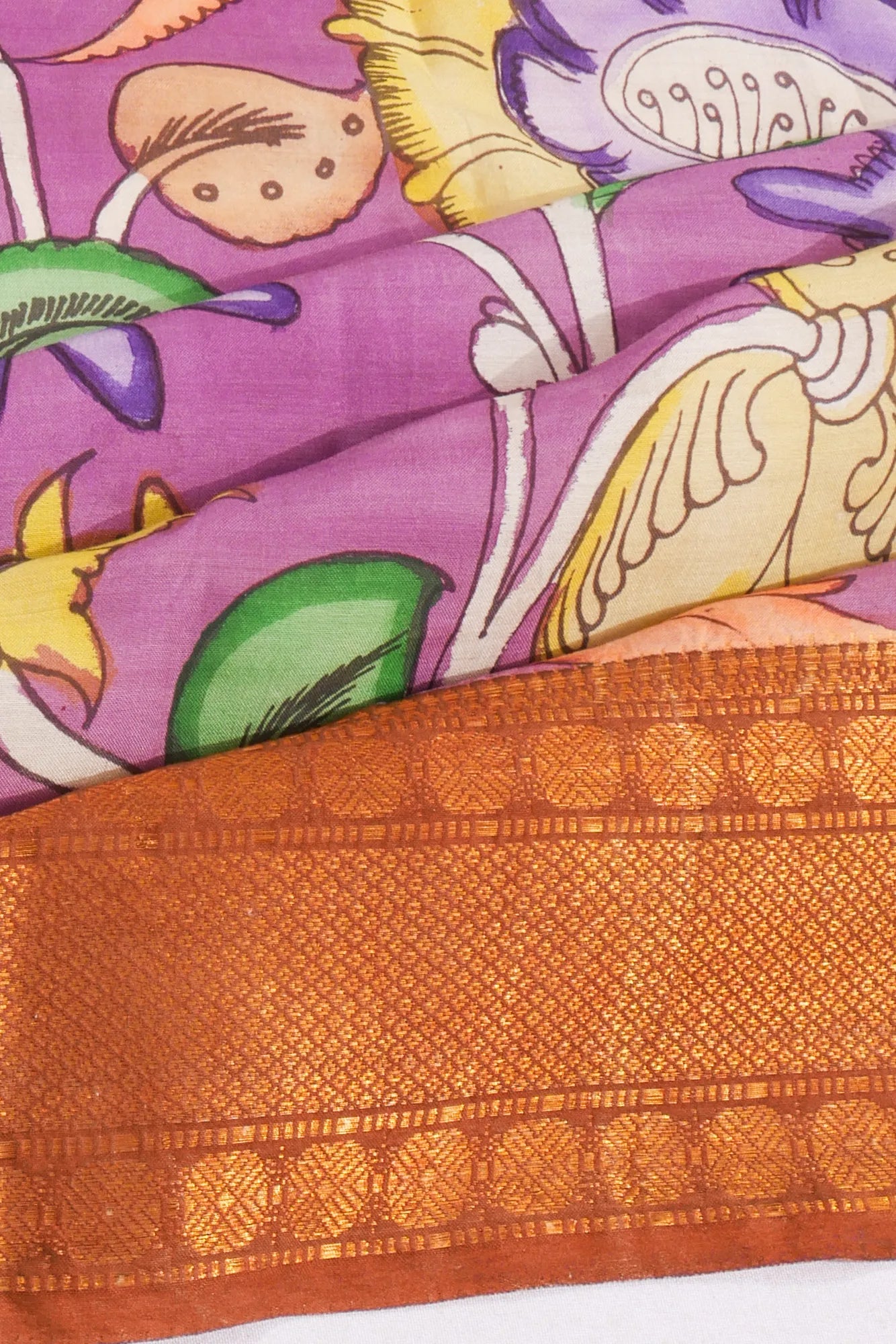 Kankatala Soft Silk Kalamkari Handpainted Violet Saree g2