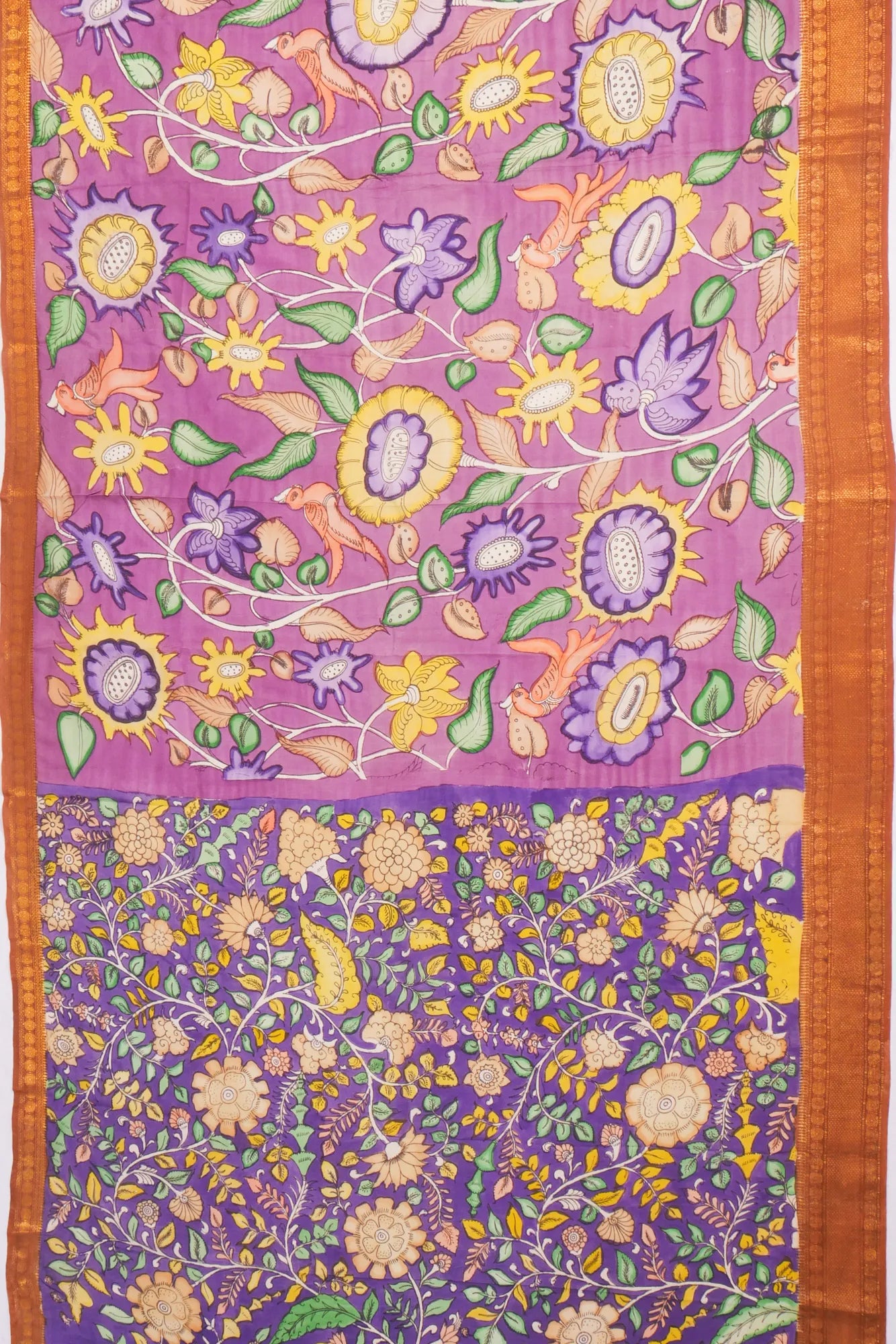 Kankatala Soft Silk Kalamkari Handpainted Violet Saree g2