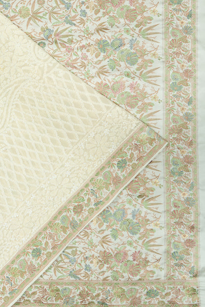Banarasi X Chikankari Georgette All Over Embroidery Off White Saree