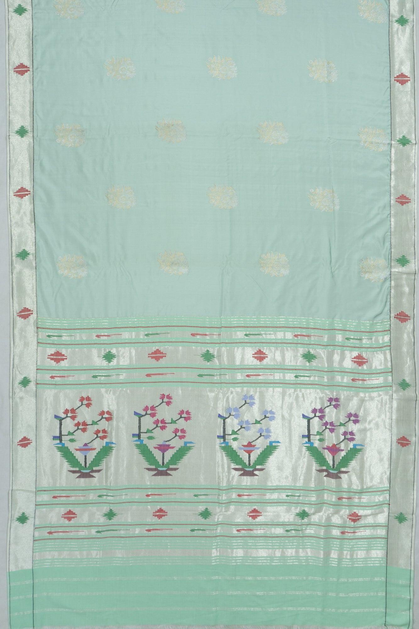 Banarasi X Paithani Silk Butta Pastel Blue Saree