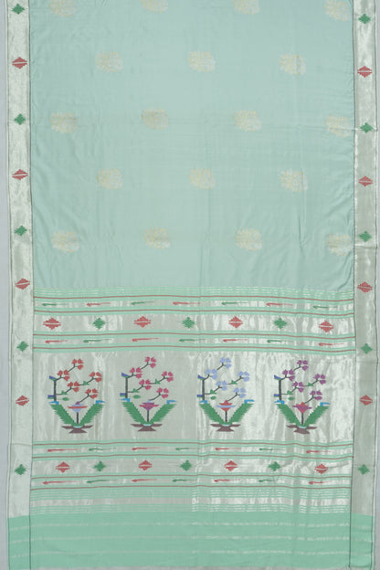 Banarasi X Paithani Silk Butta Pastel Blue Saree