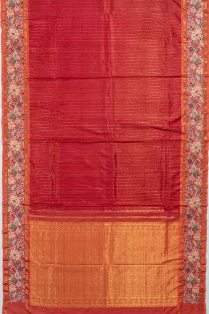 Kanchipuram Silk Brocade Pink Saree With Embroidery Border