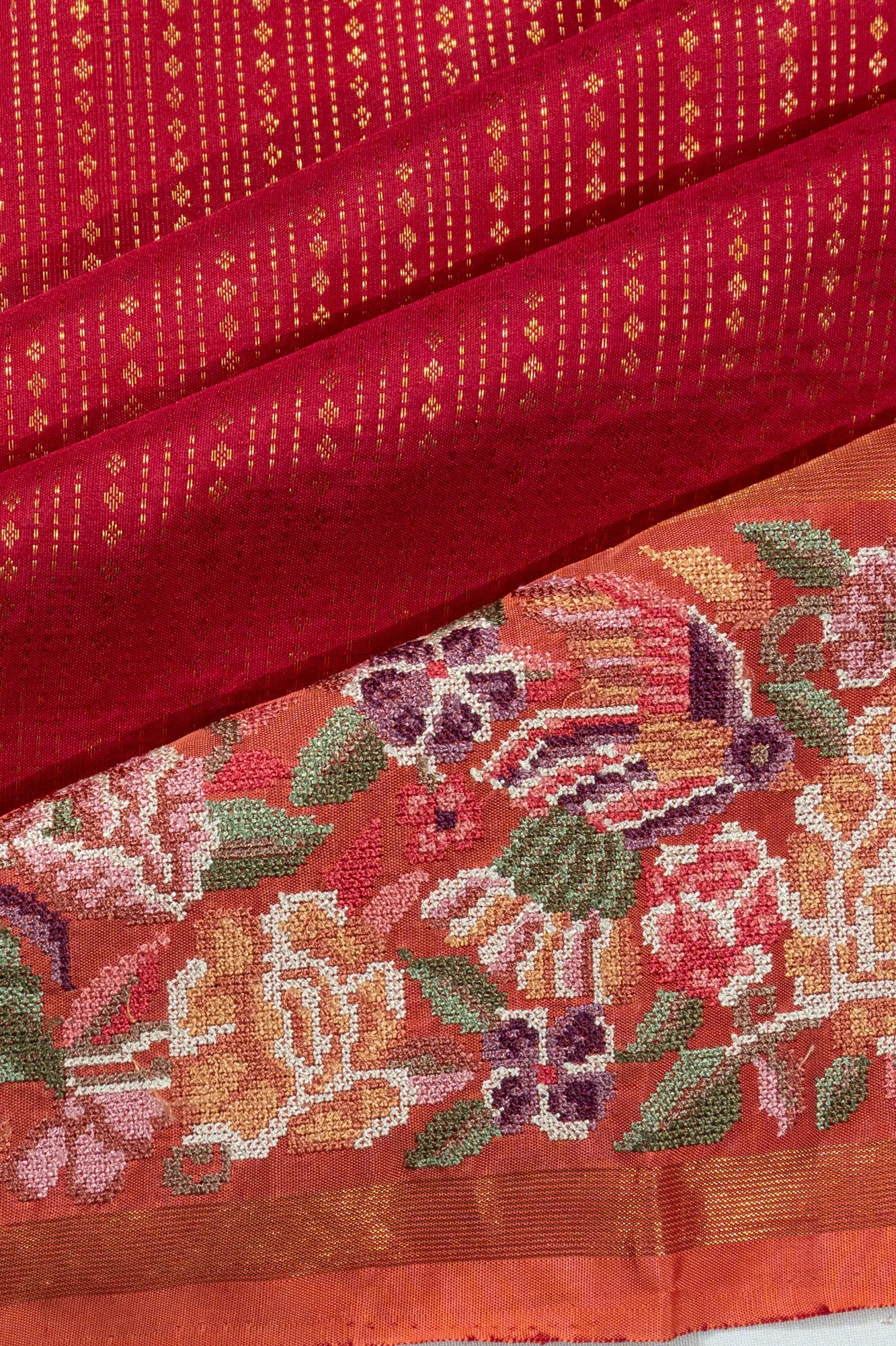 Kanchipuram Silk Brocade Pink Saree With Embroidery Border