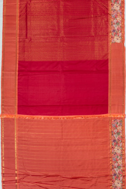 Kanchipuram Silk Brocade Pink Saree With Embroidery Border