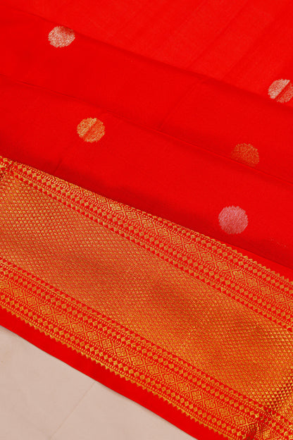 Uppada Silk Butta Red Saree WIth Jamdani Pallu
