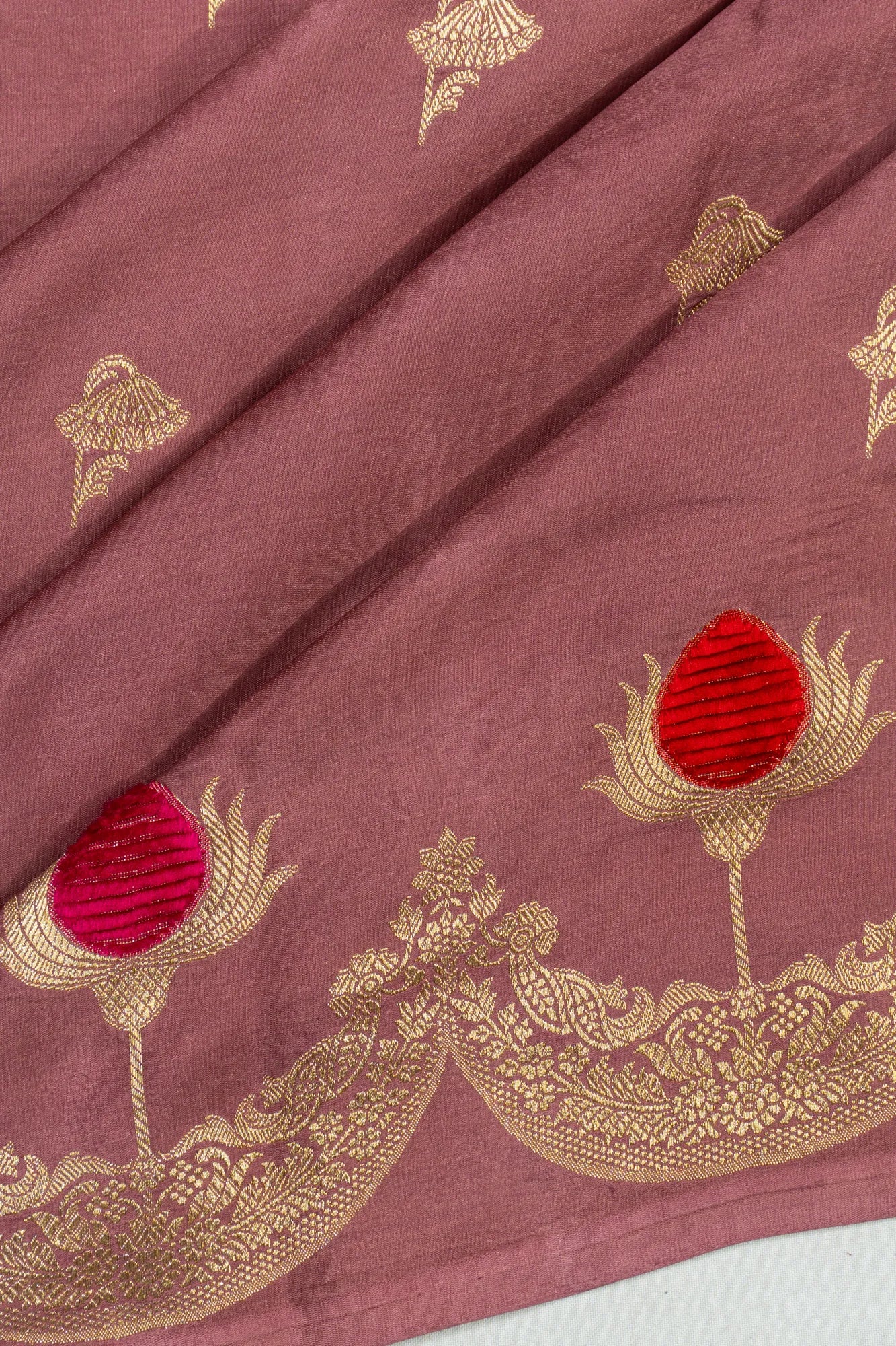 Banarasi Satin Butta Lilac Saree