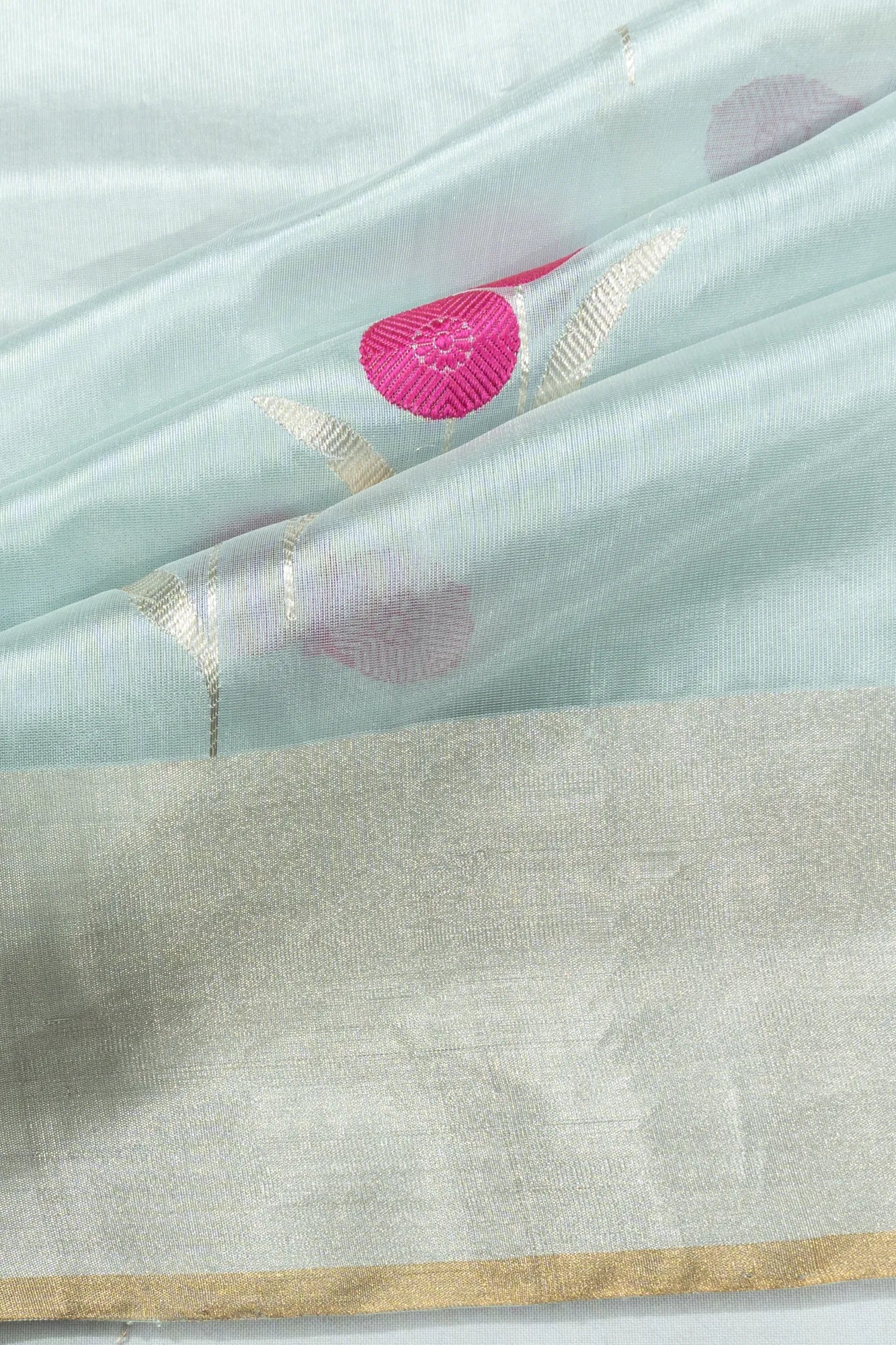 Chanderi Silk Butta Powder Blue Saree