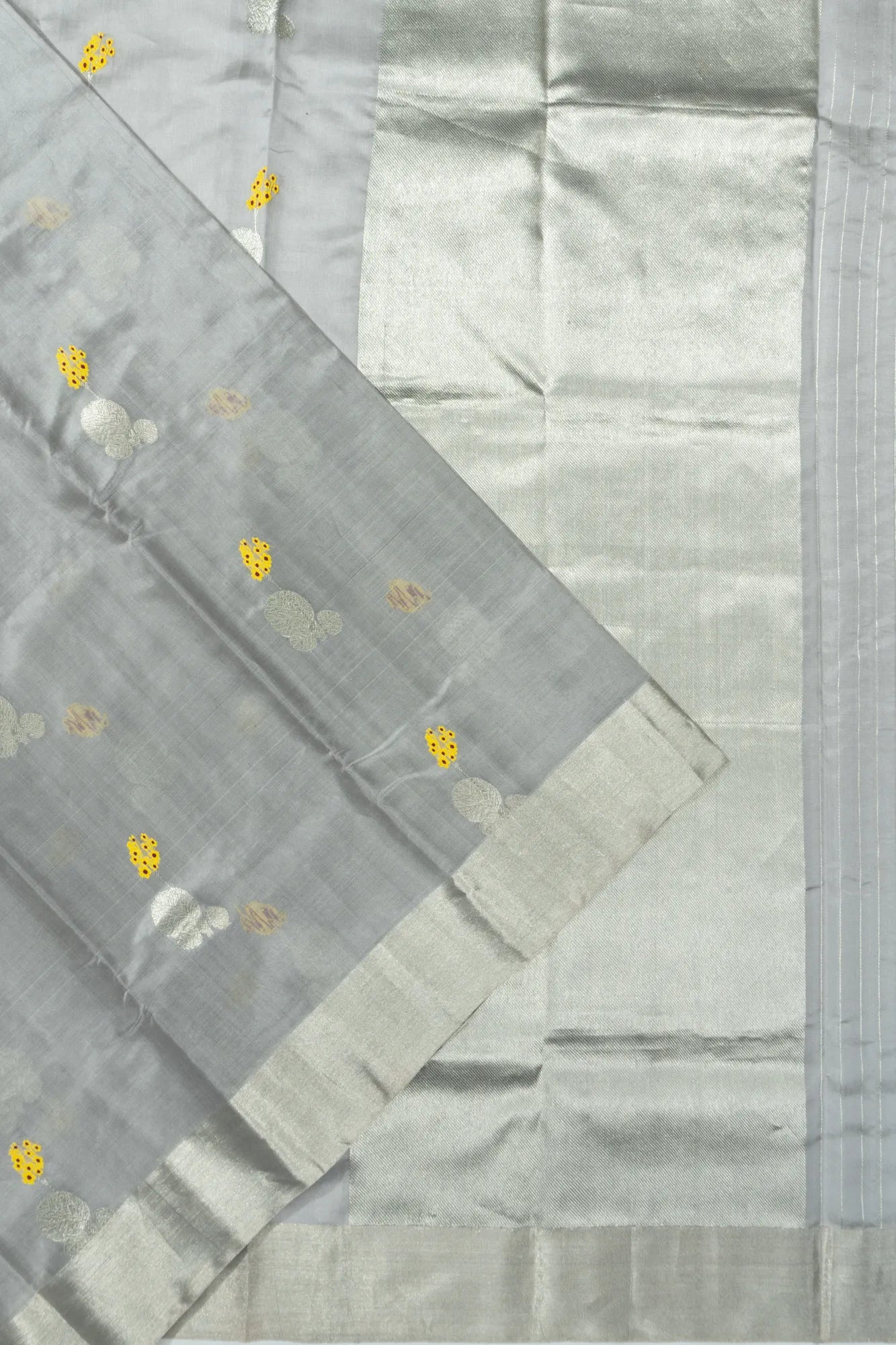 Chanderi Silk Butta Grey Saree