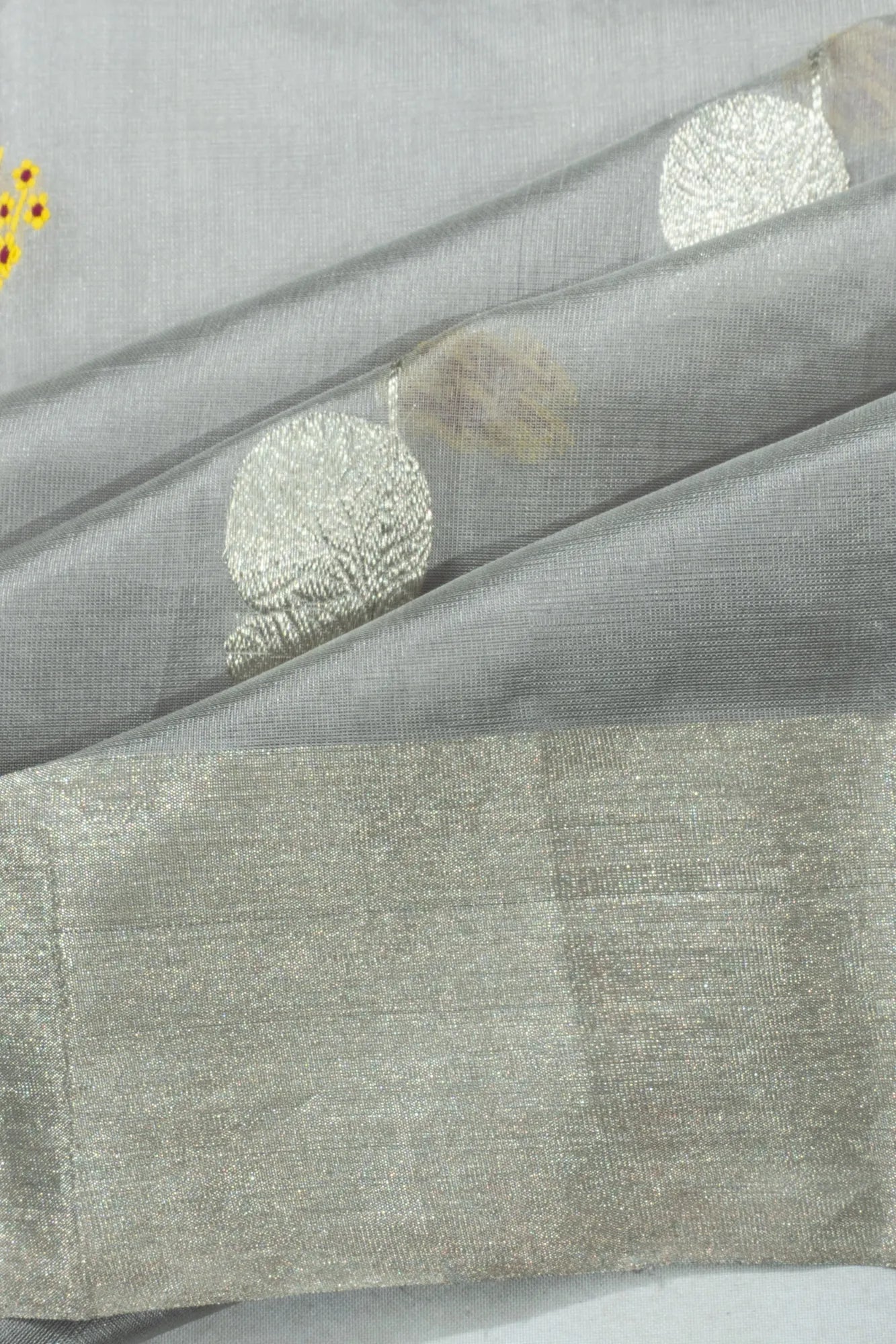 Chanderi Silk Butta Grey Saree