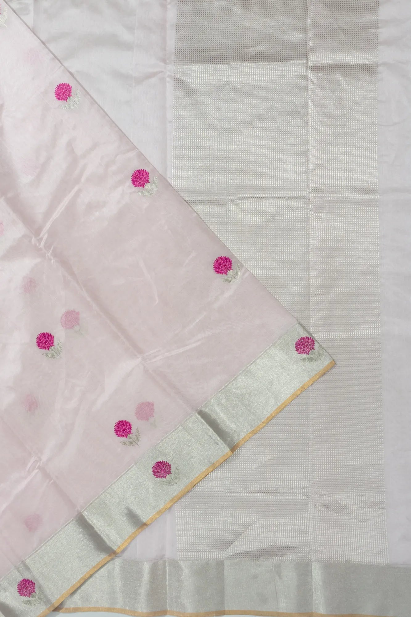 Chanderi Silk Butta Pastel Pink Saree