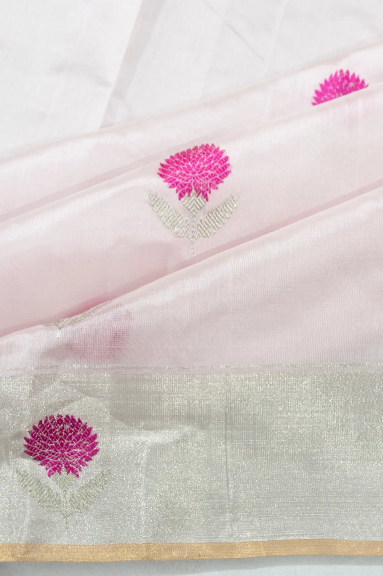 Chanderi Silk Butta Pastel Pink Saree