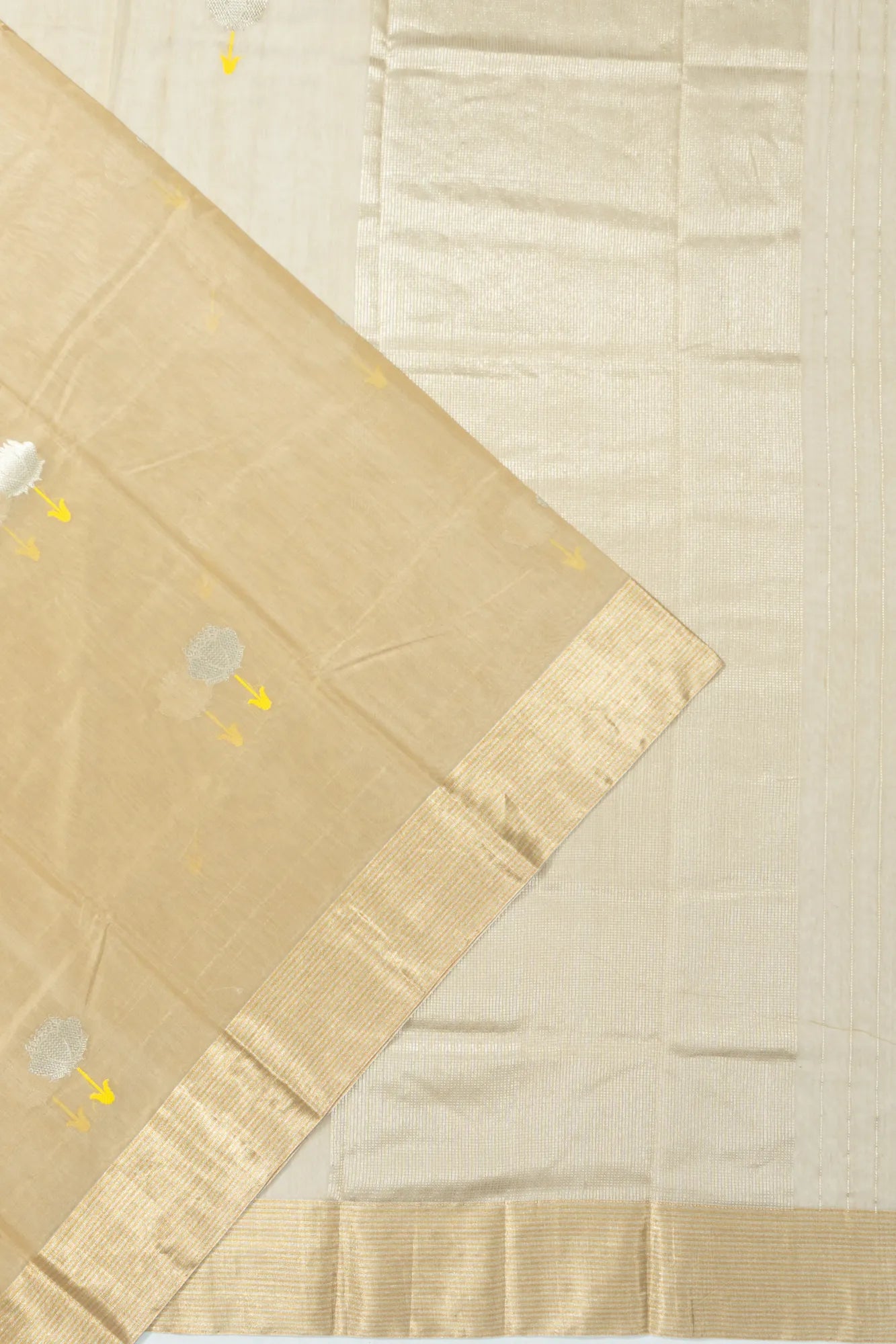 Chanderi Silk Butta Beige Saree