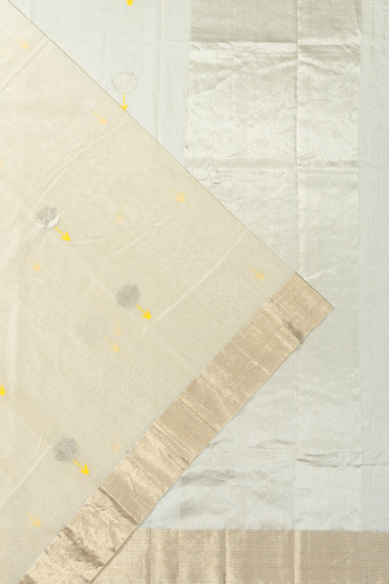 Chanderi Silk Butta Cream Saree