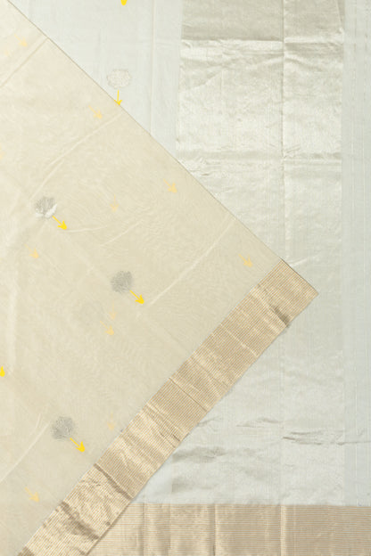 Chanderi Silk Butta Cream Saree