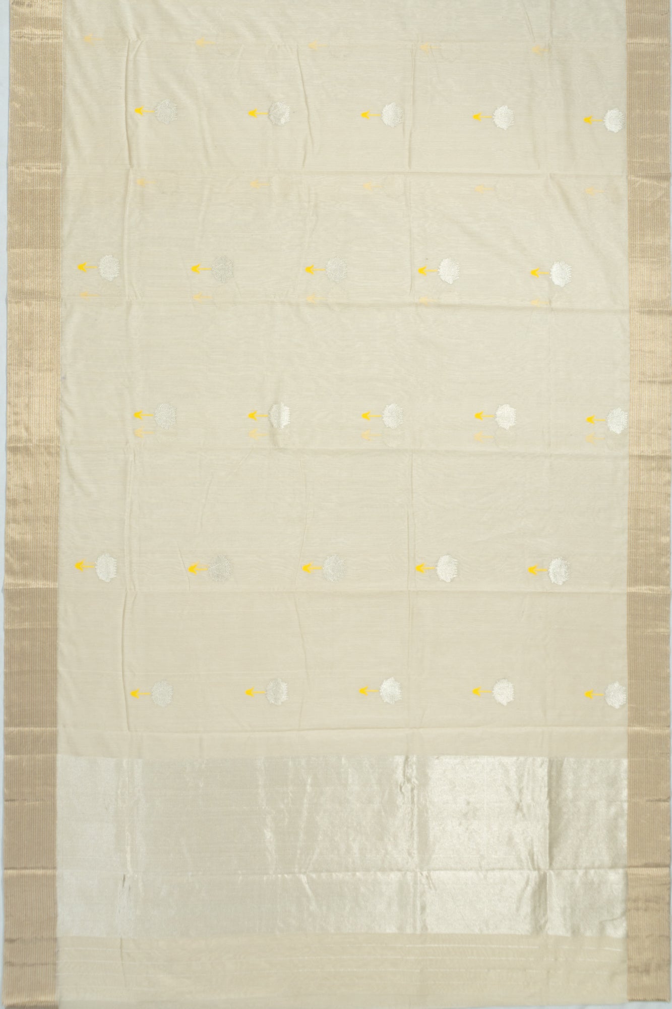 Chanderi Silk Butta Cream Saree