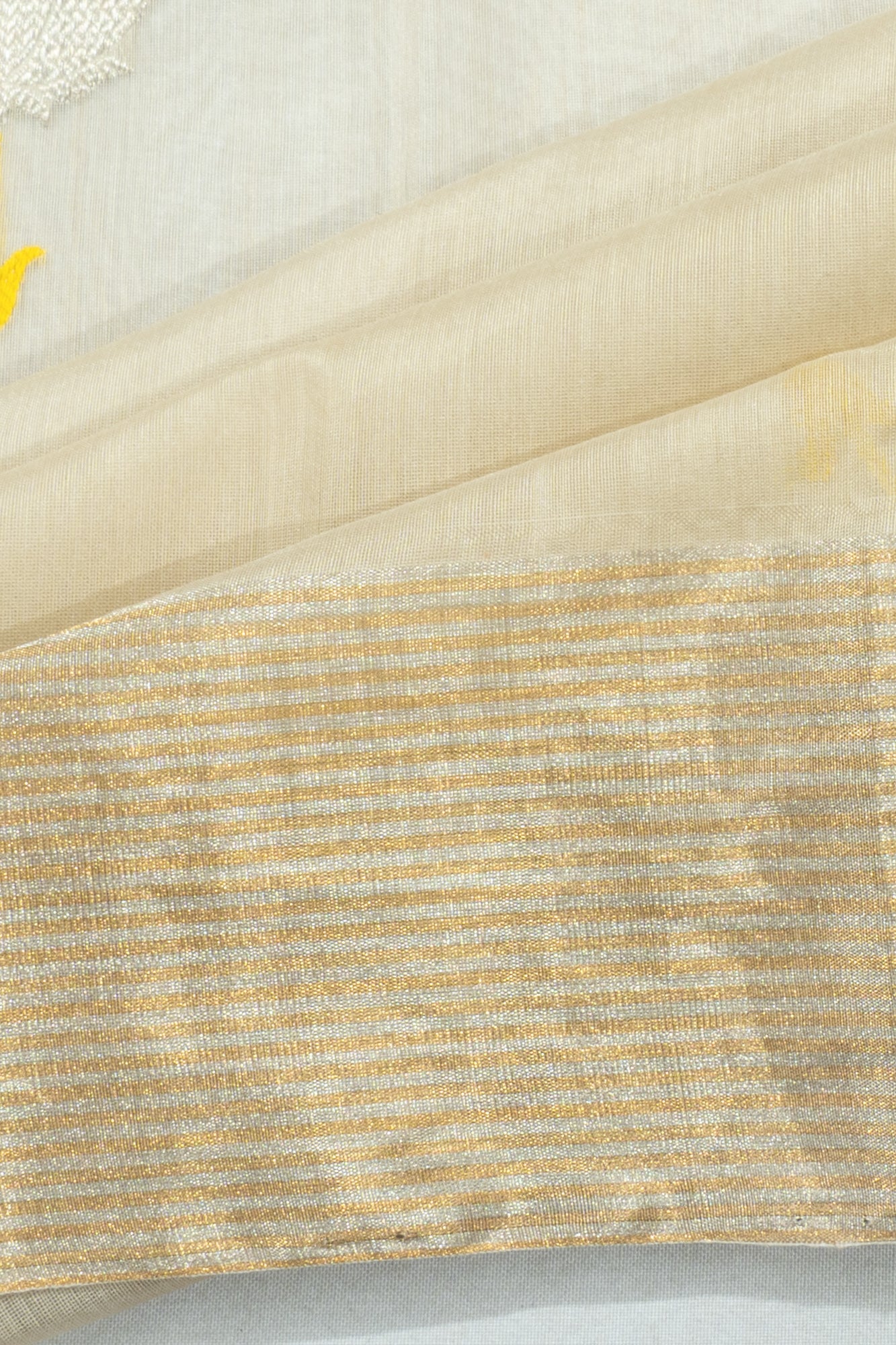 Chanderi Silk Butta Cream Saree