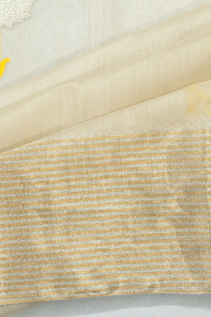 Chanderi Silk Butta Cream Saree