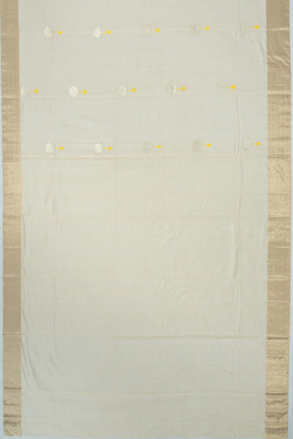 Chanderi Silk Butta Cream Saree