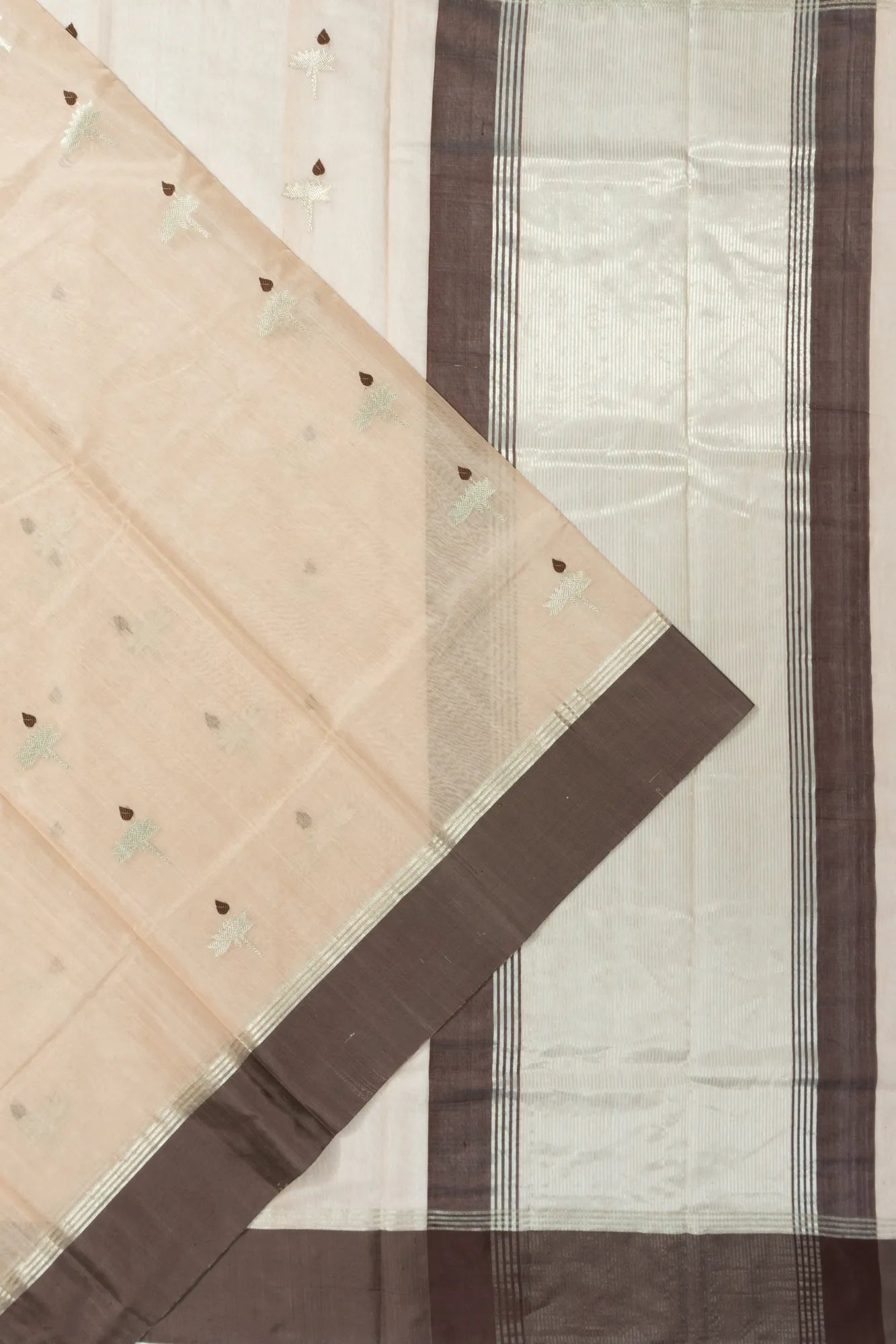 Chanderi Silk Butta Cream Saree