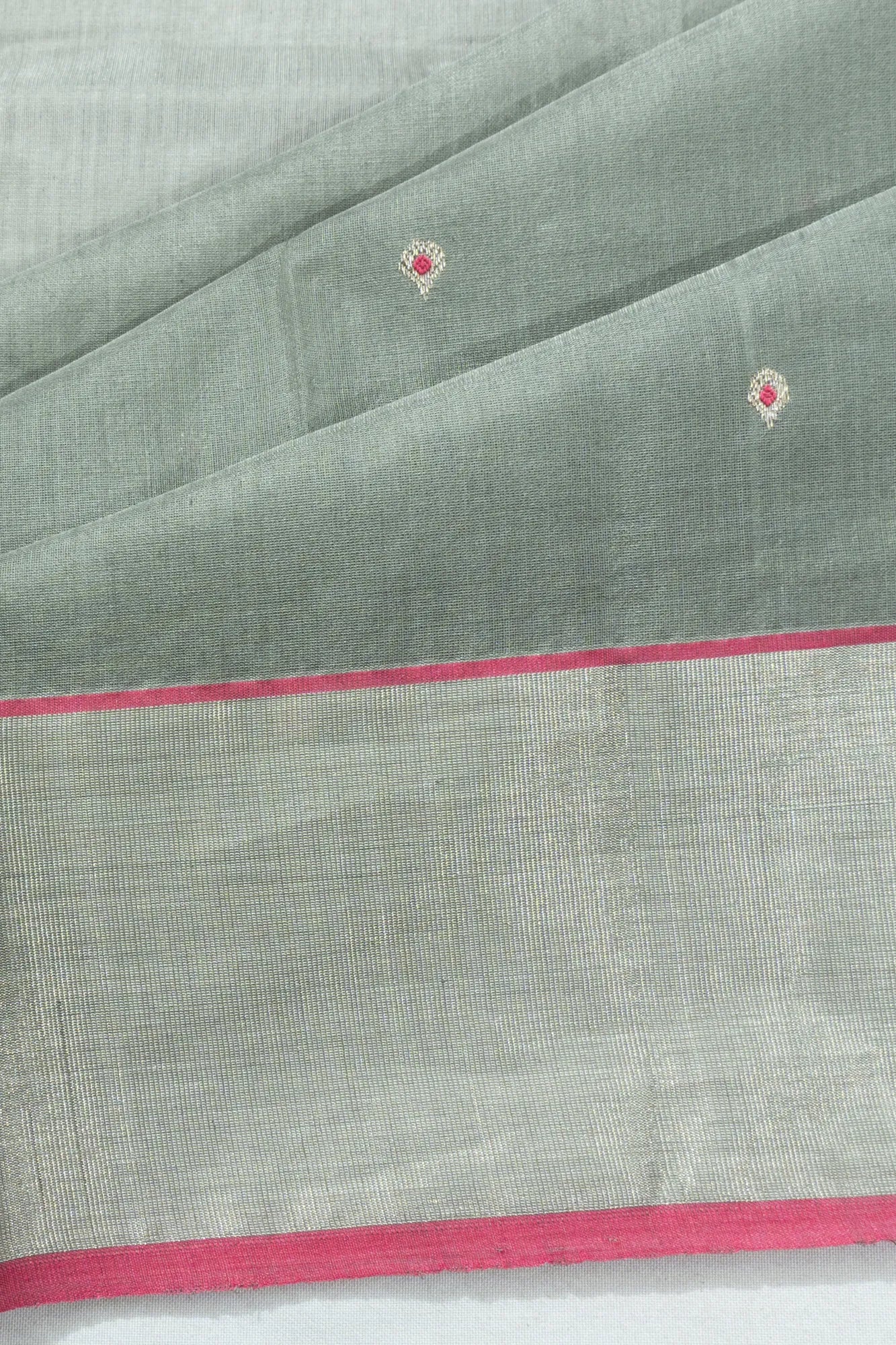 Chanderi Silk Butta Grey Saree