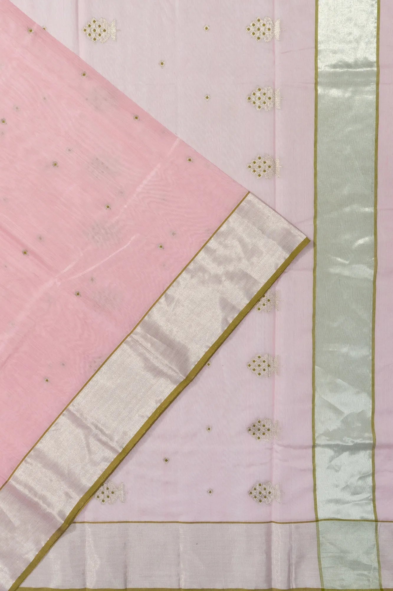 Chanderi Silk Butta Baby Pink Saree