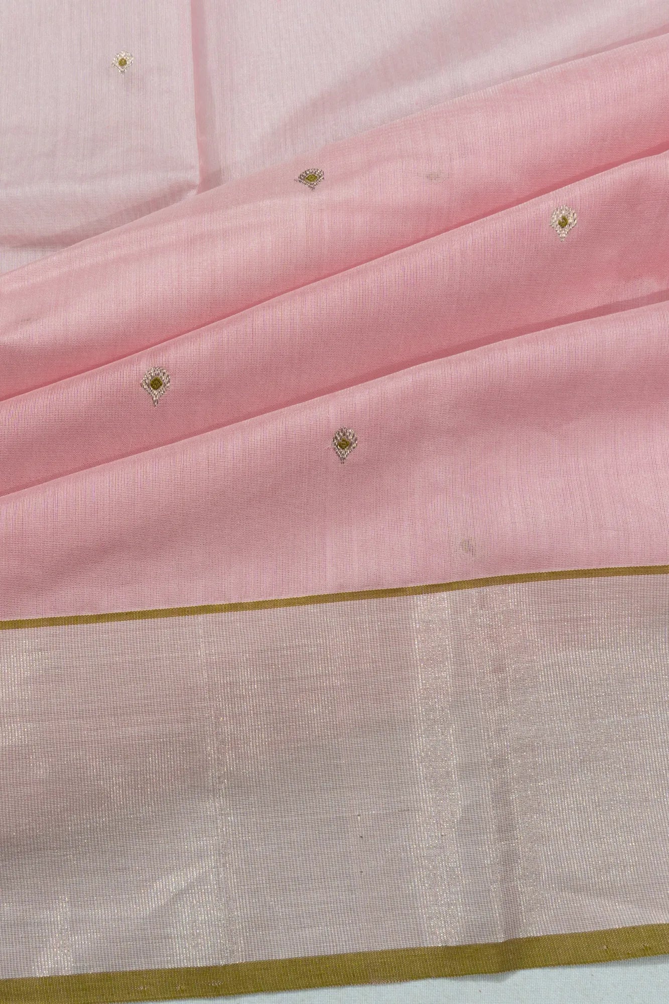 Chanderi Silk Butta Baby Pink Saree