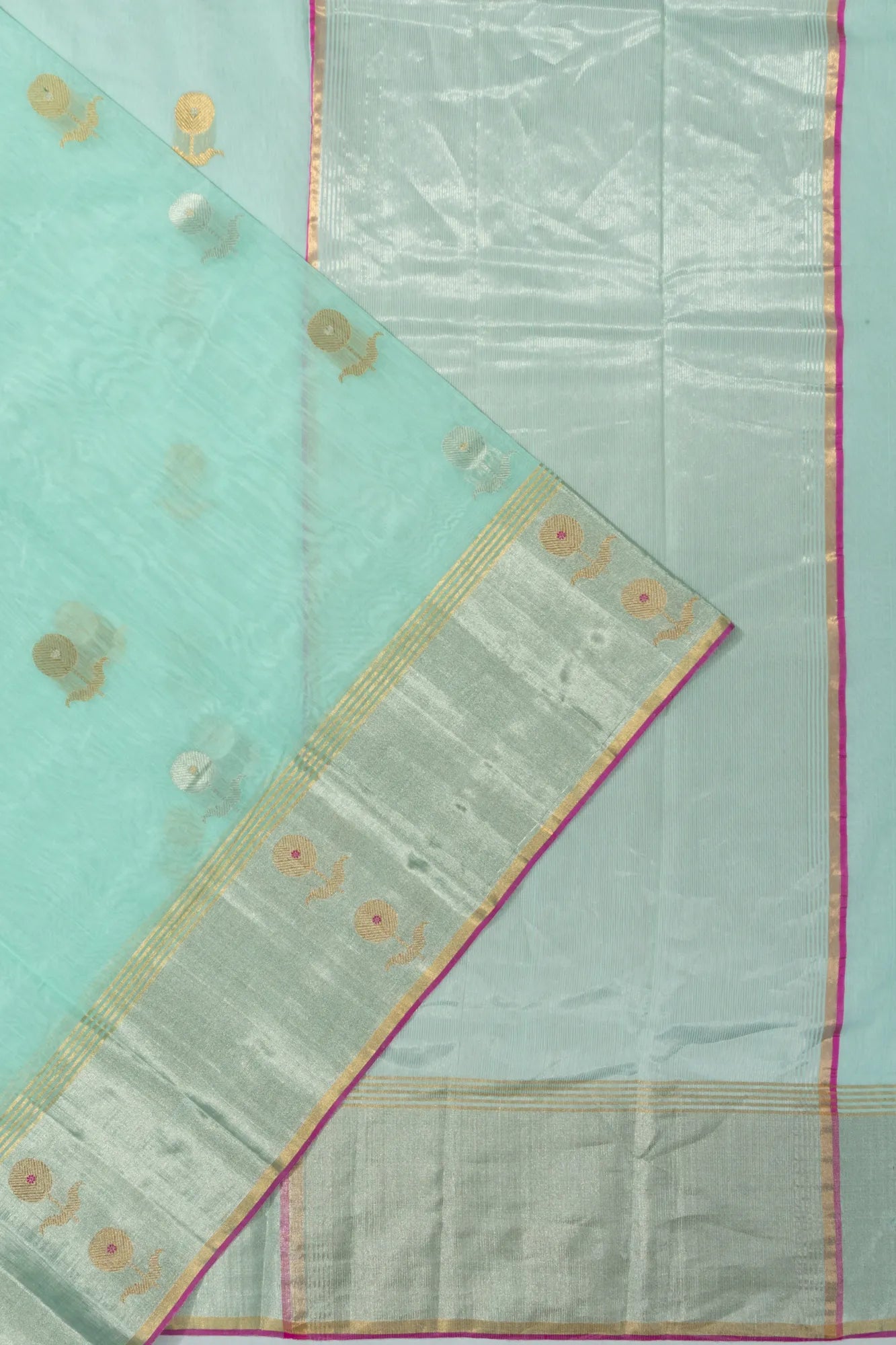 Chanderi Silk Butta Sea Green Saree