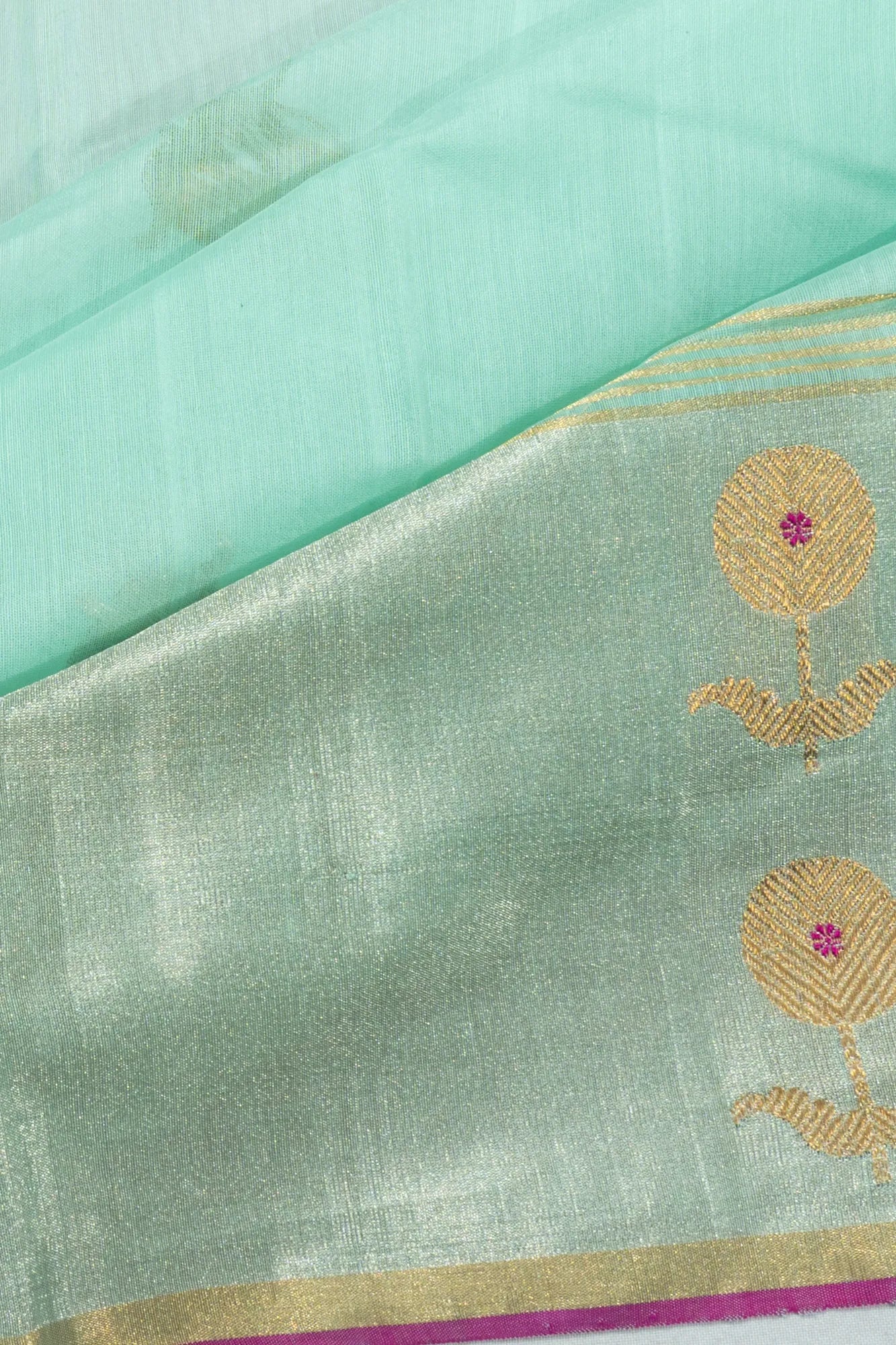 Chanderi Silk Butta Sea Green Saree