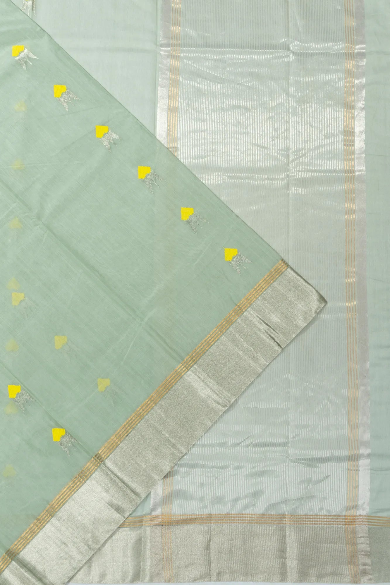 Chanderi Silk Butta Pista Green Saree