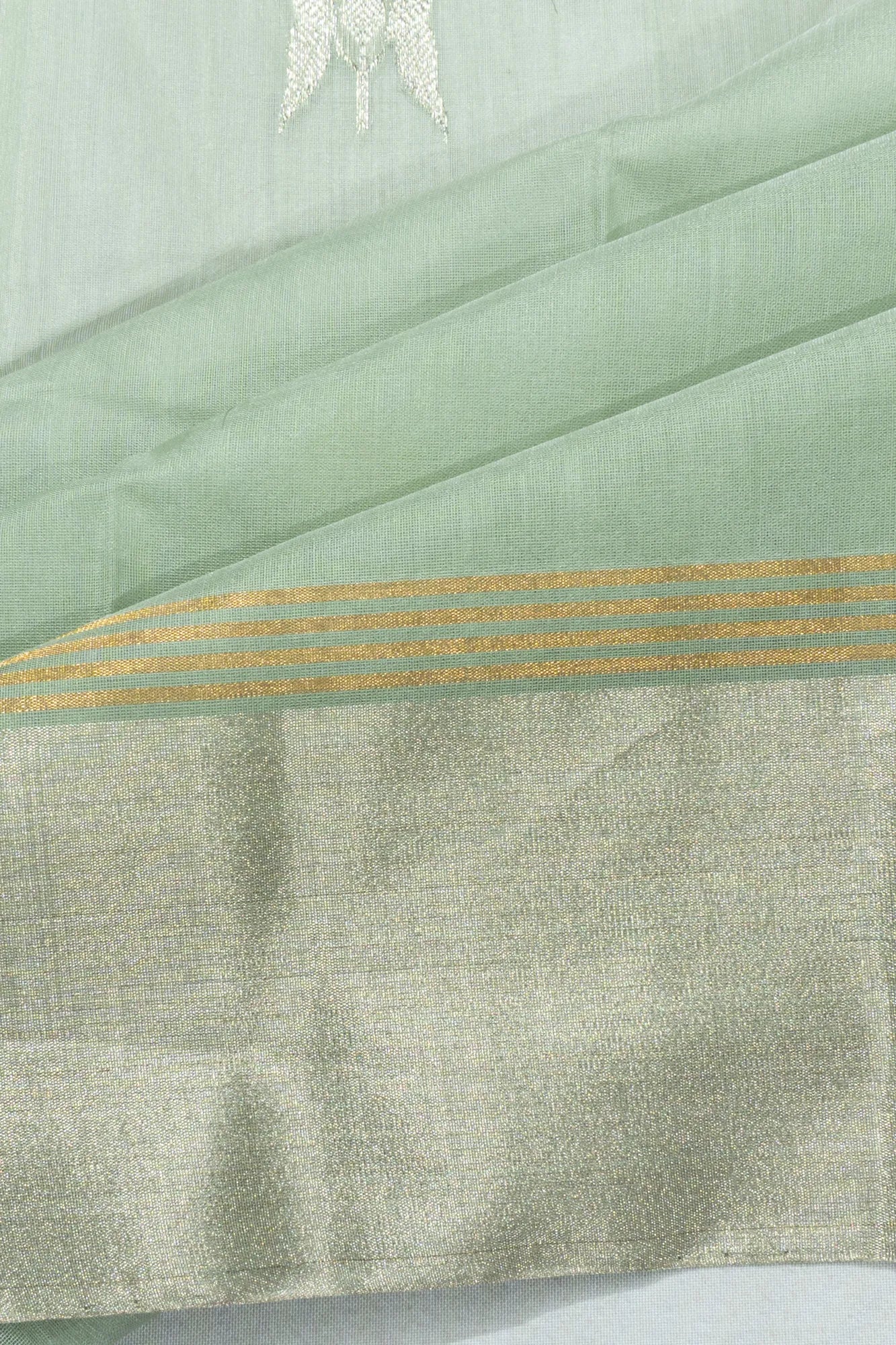 Chanderi Silk Butta Pista Green Saree