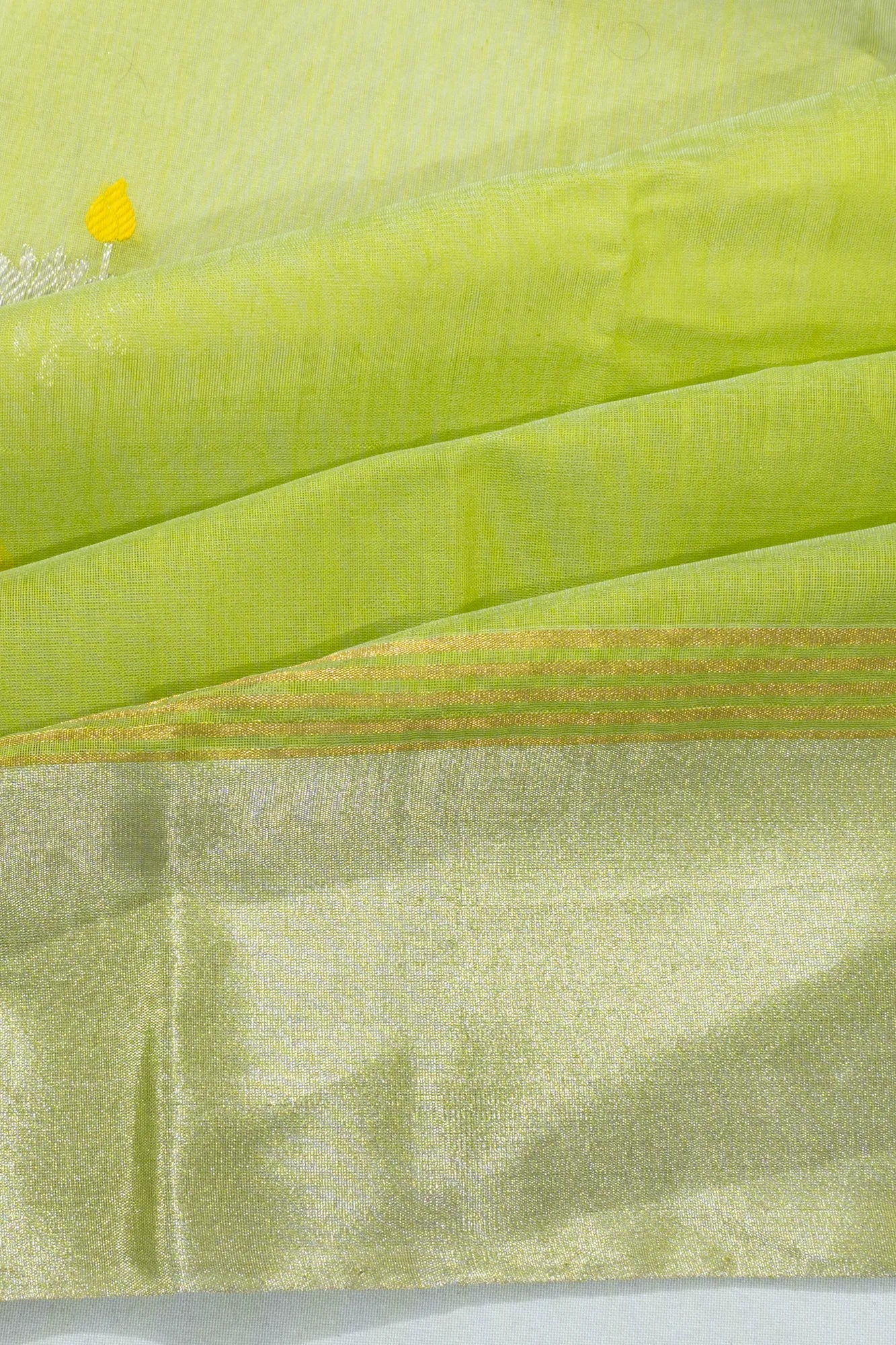 Chanderi Silk Butta Parrot Green Saree