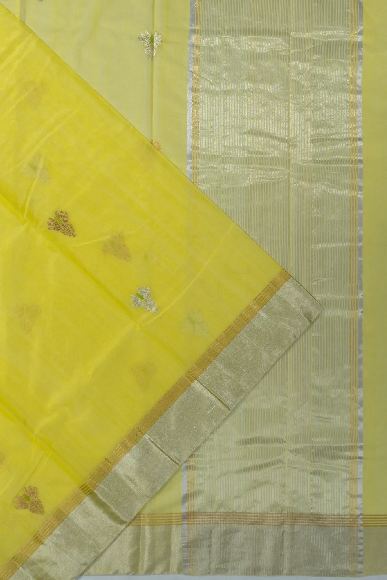 Chanderi Silk Butta Lemon Yellow Saree