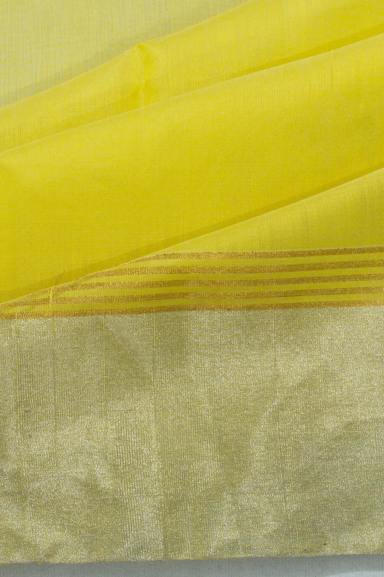Chanderi Silk Butta Lemon Yellow Saree