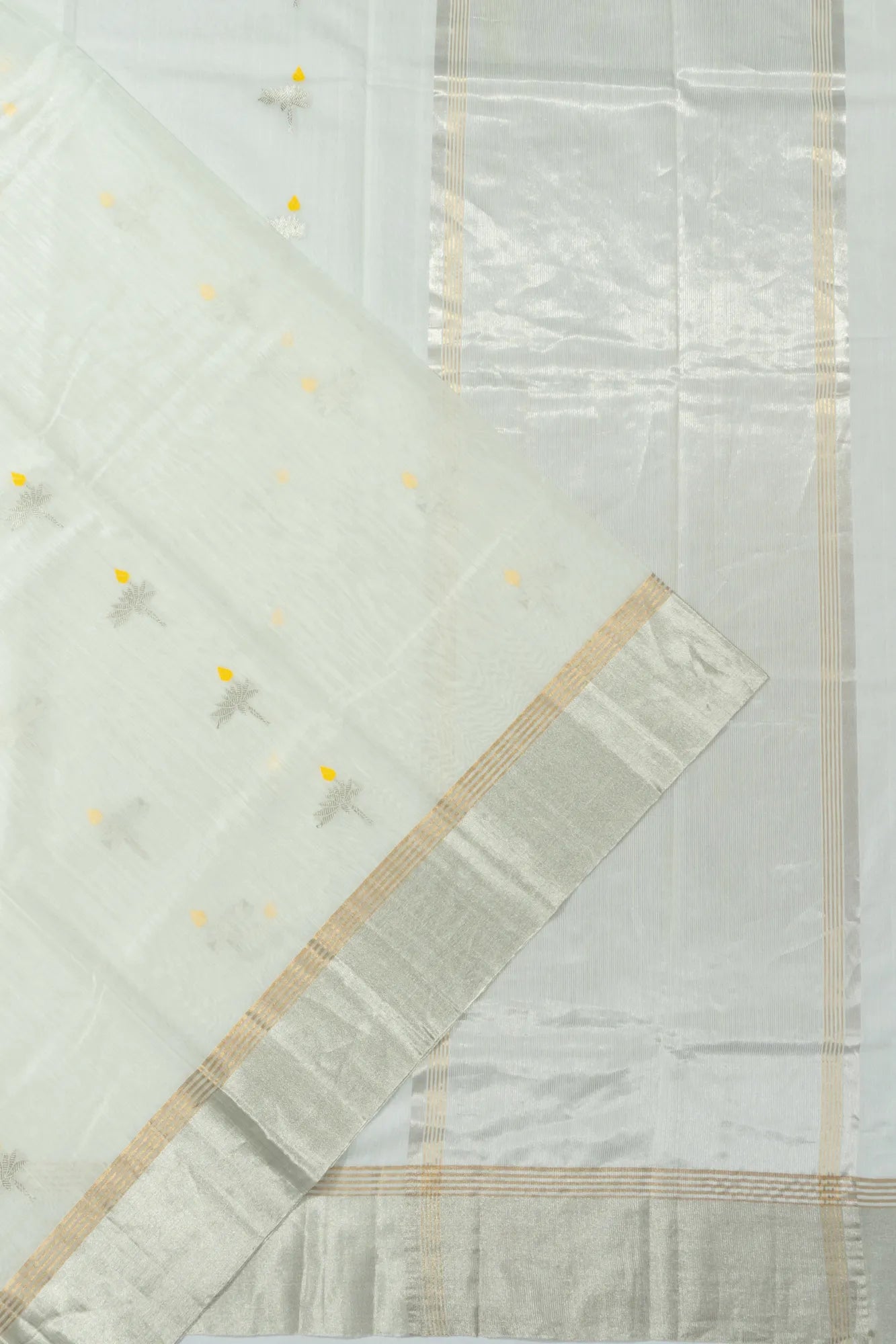 Chanderi Silk Butta White Saree