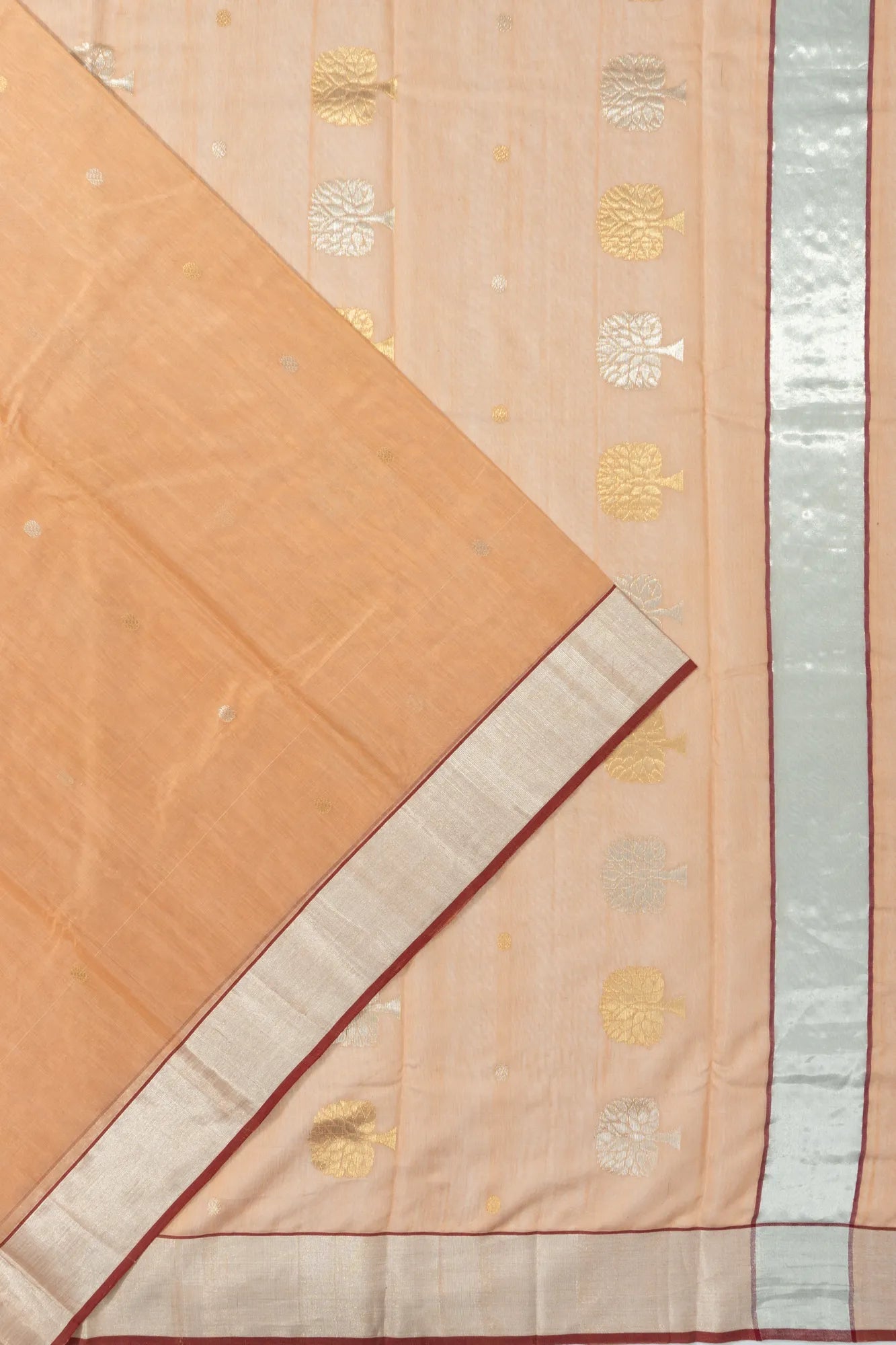 Chanderi Silk Butta Pastel Orange Saree