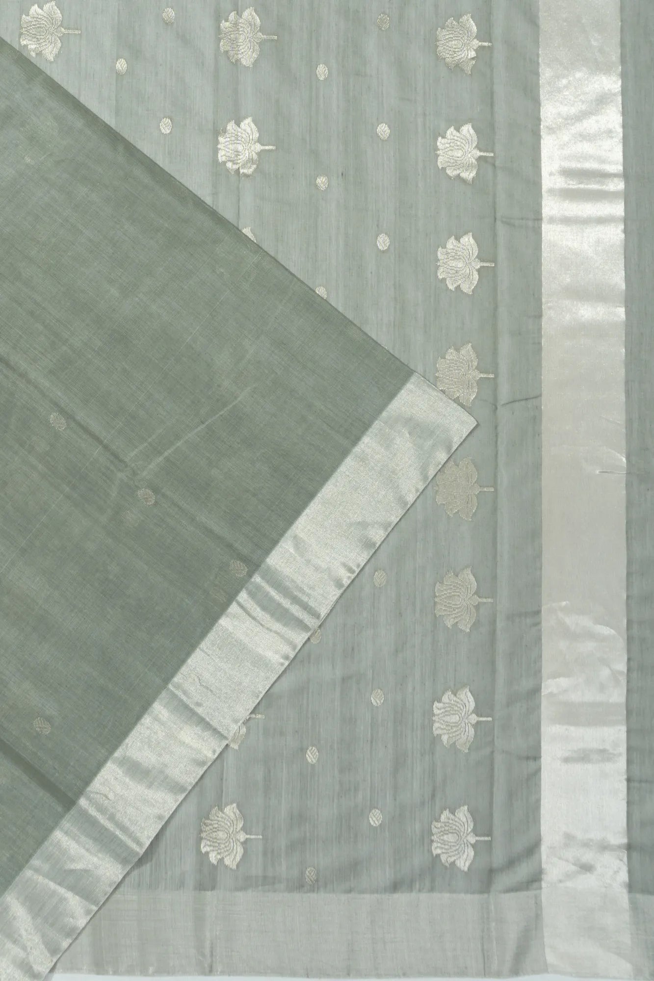 Chanderi Silk Butta Grey Saree