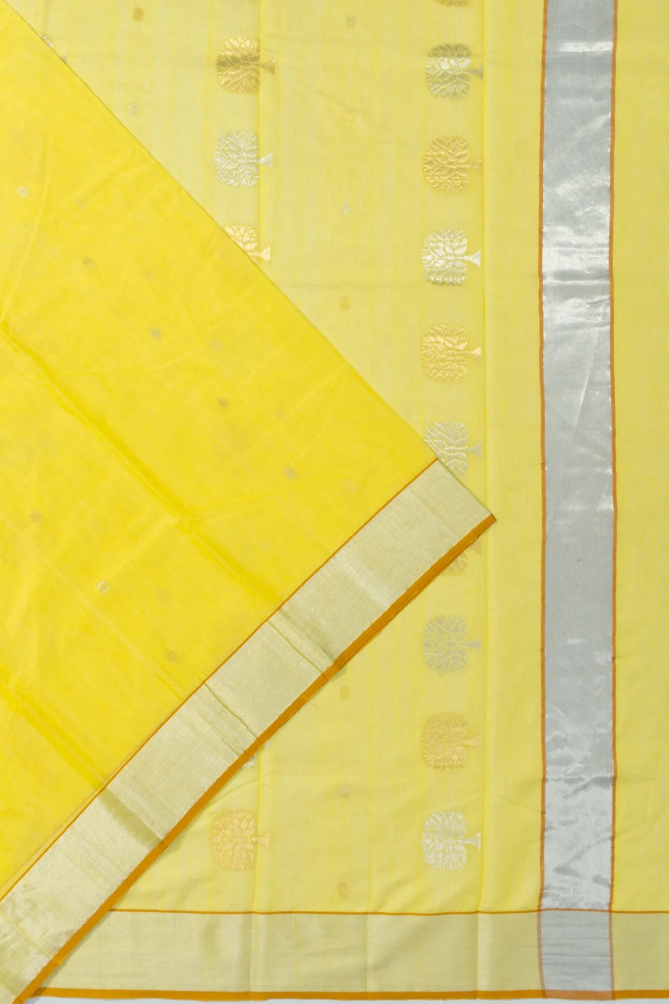 Chanderi Silk Butta Lemon Yellow Saree