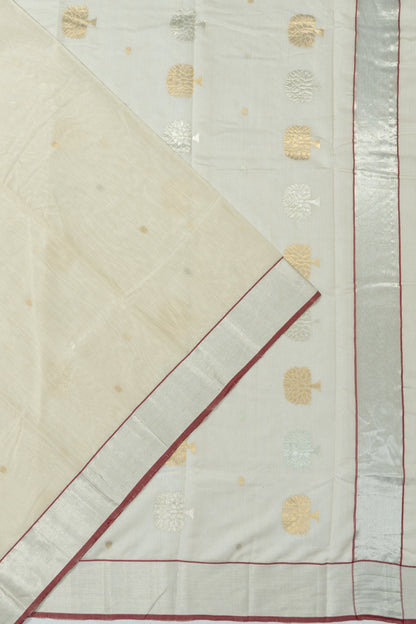 Chanderi Silk Butta Off White Saree