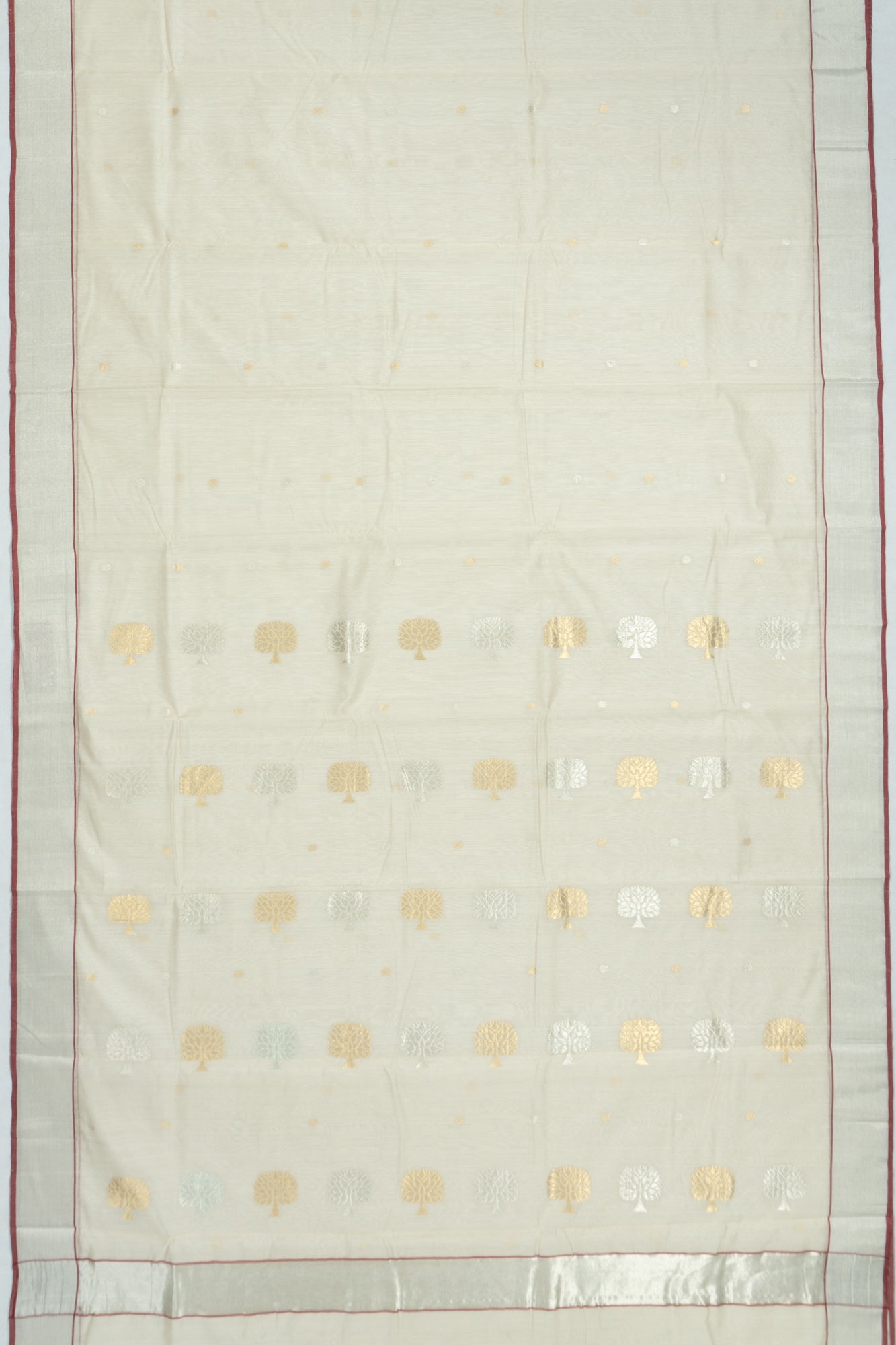 Chanderi Silk Butta Off White Saree