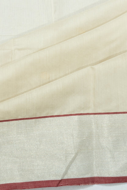 Chanderi Silk Butta Off White Saree
