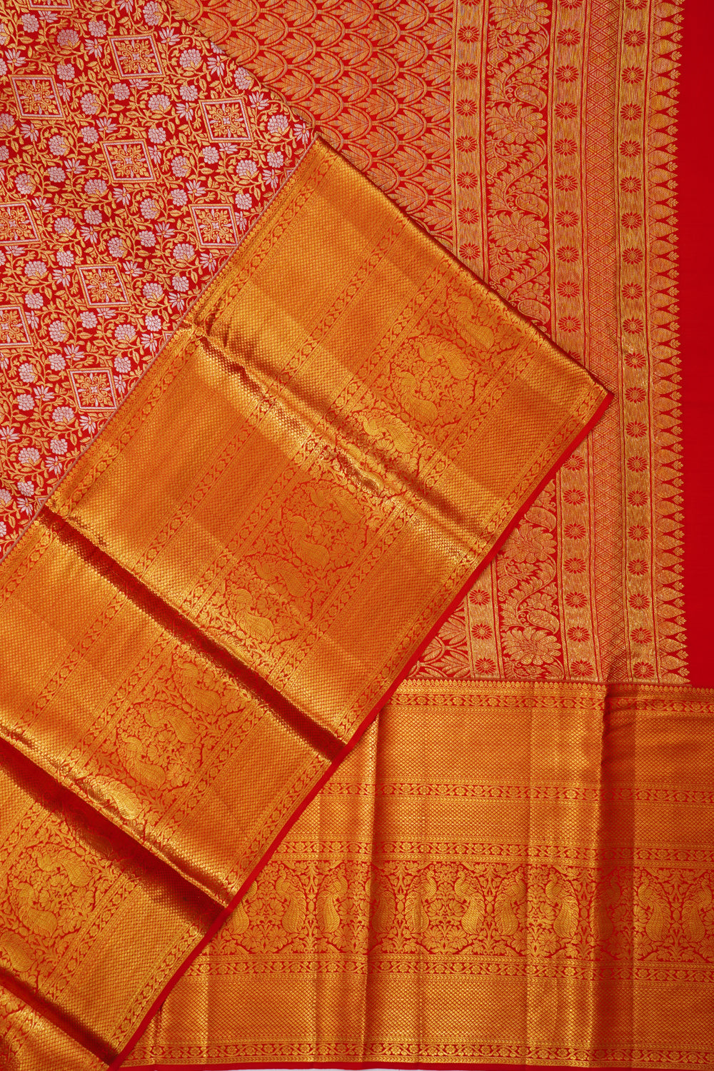 Taranga Kanchi Silk Brocade Red Saree