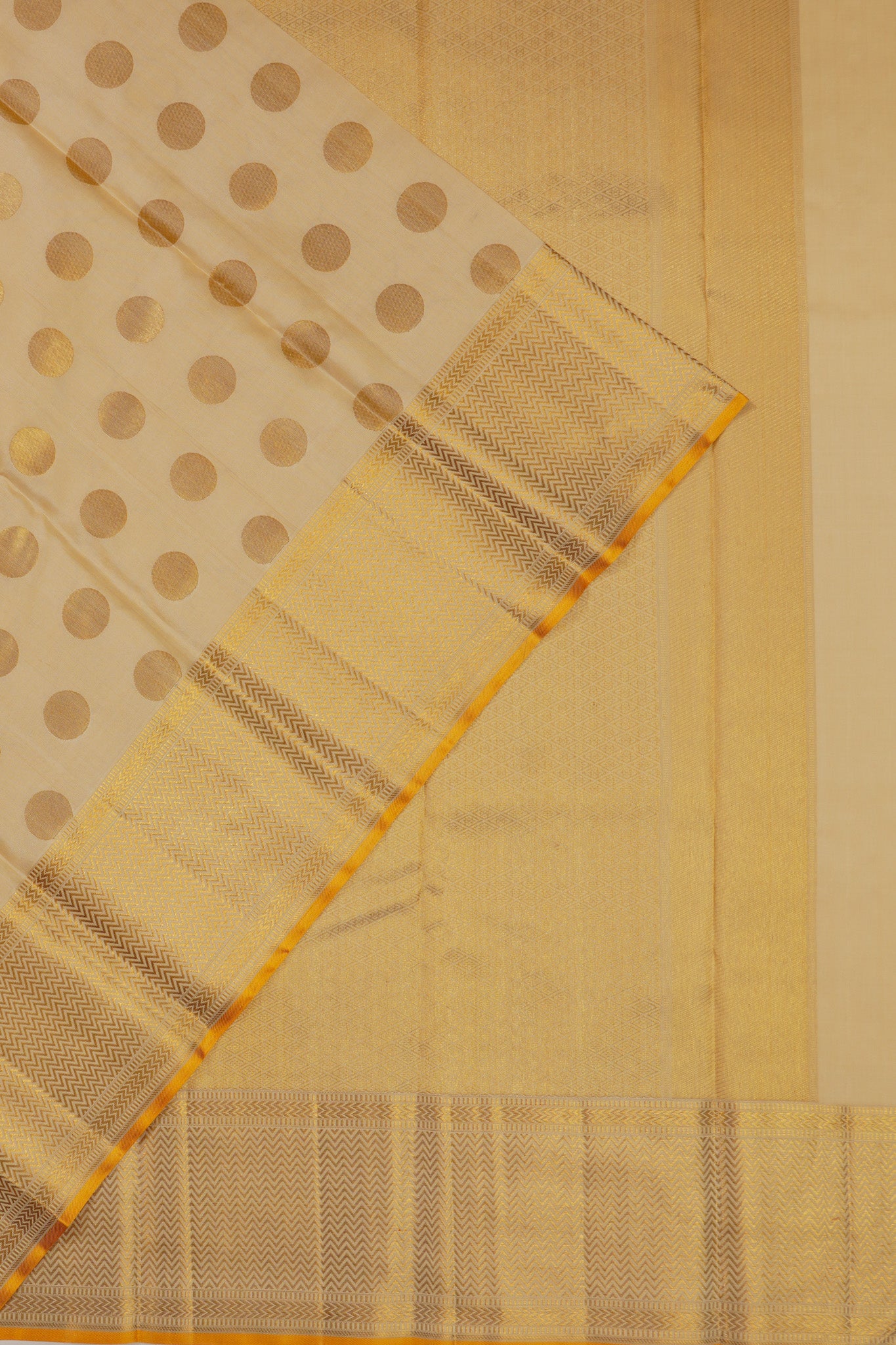 Kanchipuram Silk Butta Cream Saree
