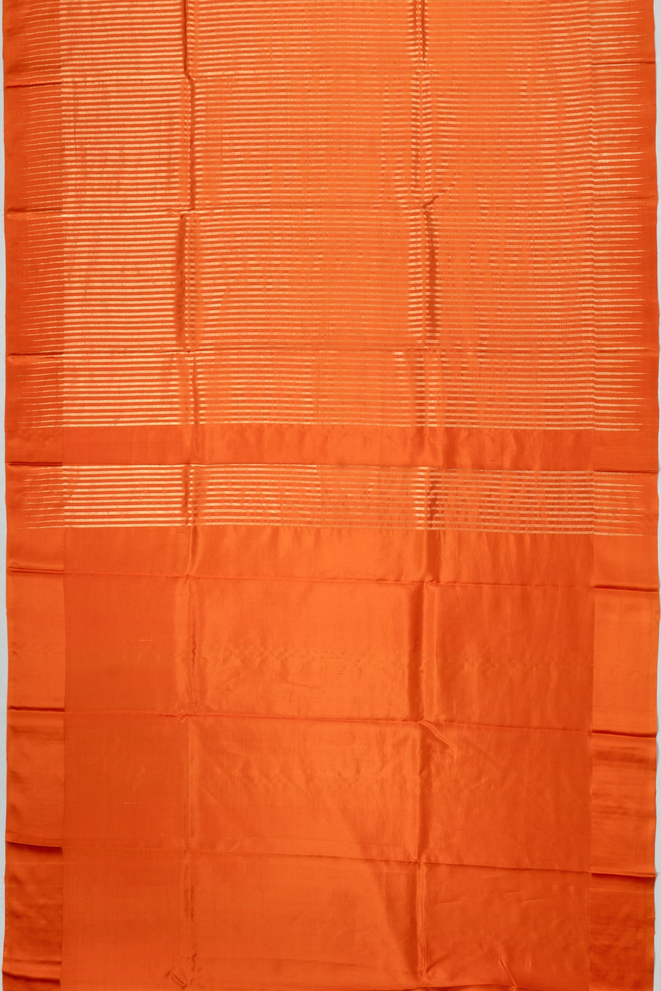 Banarasi Katan Silk Vertical Lines Orange Saree